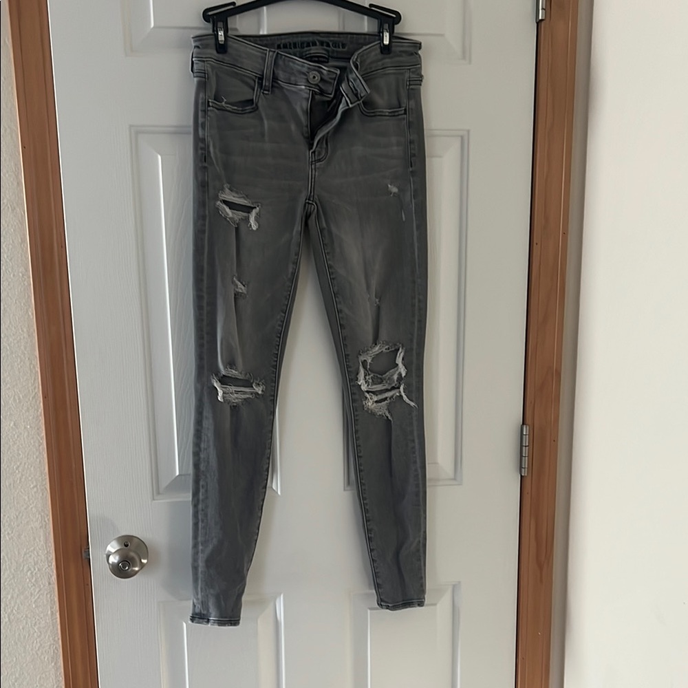American Eagle Outfitters Ripped Gray Skinny Jeans